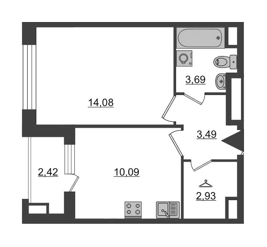 Однокомнатная квартира в : площадь 35.49 м2 , этаж: 2 – купить в Санкт-Петербурге